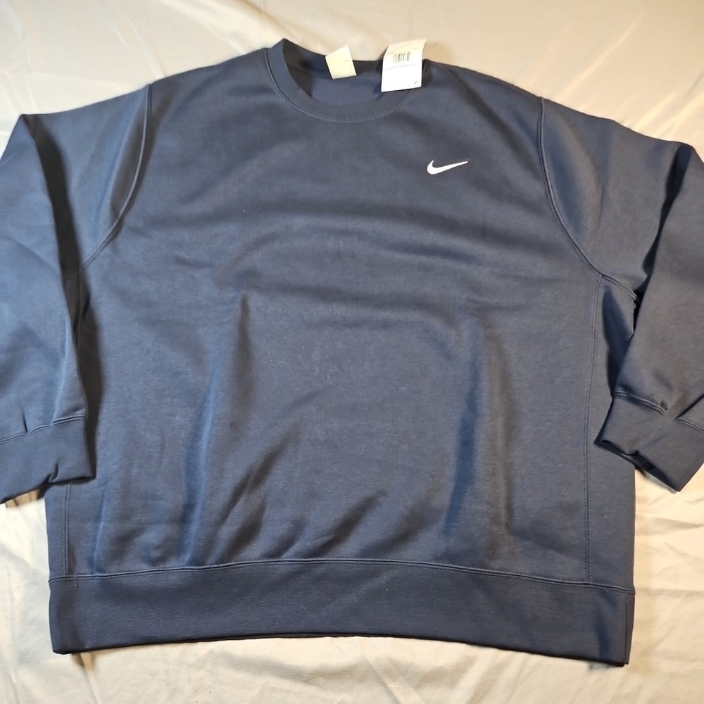 Nike Men's Training Fleece Pullover Crewneck Sweatshirt Navy XXL NWT - Picture 2 of 6